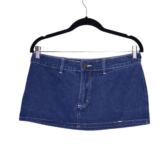 LIONESS Rhode Denim Mini Skort Dark Indigo Low Rise Zip Fly Casual Women's S - Picture 1 of 9